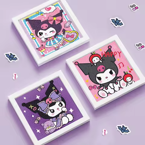 Keeppley&Sanrio Kawaii Kuromi Crystal Diamond Decorative Painting with Frame Art Painting Children's