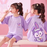3-14 Years Old Little Girl Pajamas Set Children Short-Sleeved Loungewear Girls Summer Pajamas Two-Pi