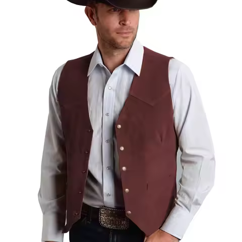 Retro American Style Men's Suede Vest Rocker Motorcycle Jacket Large Size Punk Rock Hard Man Metal B