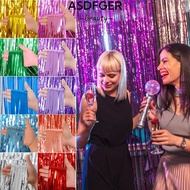 ASDFGER Foil Fringe Curtains, 2M Background Decoration Foil Fringe Tinsel Curtain, Decor Shiny Color