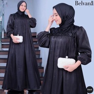 Gamis Hitam Terbaru Belvana Dress Shimmer Baju Pesta Kondangan Wanita Mewah Elegan Fashion Muslim Mu