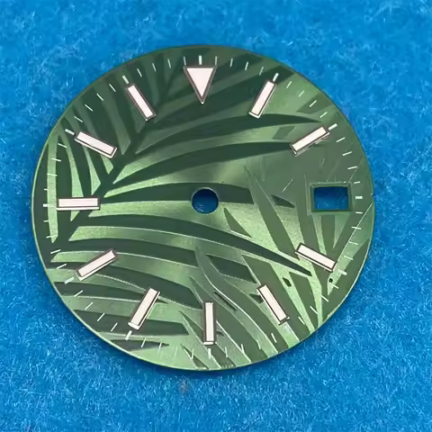 28.5mm Leaf Pattern Watch Dial Single Calendar Luminous Watch Face for NH35 NH35A 4R 7S Movement Rep