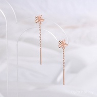 Ear Jewelry Plain Noodle 999 Small Mini Flower Japanese Korean Frangipani Sterling Silver Ear Line F
