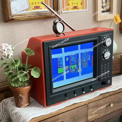 Mini Retro TV 2.4 Inch, Real Working Tiny Television, Portable Player Support U Disk Insert for Mini