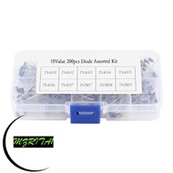 MARITA1 200PCS Electronic Kit, 200pcs 1N4001~1N4007 Rectifier Diode Assortment Kit, Durable 10 Value
