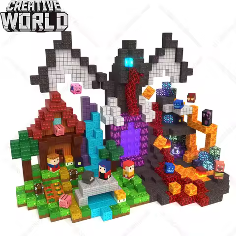Magnetic Building Blocks Mine World Magnetic Forest House Lava Brick Cube Toys Set STEM Sensory 2026