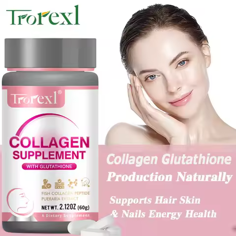 Trorexl Collagen Glutathione Tablets - Whitening, Smooth and Firm Skin, Increase Muscle Mass, Hair, 