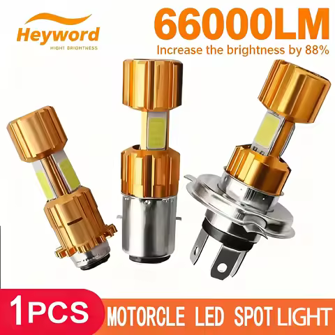 H4/P15D/BA20D 18W LED 3 COB Motorcycle Headlight Bulb 66000LM 6000K Hi/Lo Beam Light