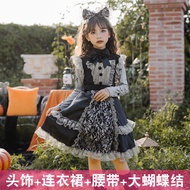 Halloween Costume Cos Children Lolita Lace Dress Dark Goth Female Witch Girl Lolita Maid