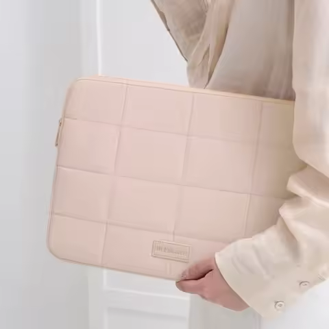 14/15.6inch Quilted Tablet Bag Shockproof Solid Color Travel Tablet Sleeve Wear-resistant Ultralight