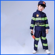 ❐ ◈ ∇ Fireman Costume for Kids Boys Firefighter Career Uniform Work Cosplay Role Play Girl Suit Clo