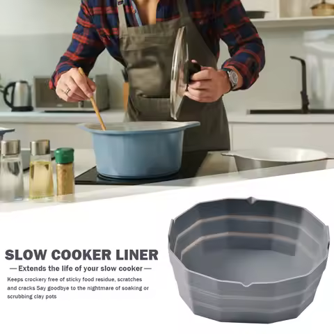 Reusable Stew Pot Mat Leakproof Cooking Pot for 6 QT Slow Cookers (Grey)