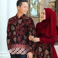 Koko Bl Alazka Couple Batik Muslim Gamis Suami Istri Baju Lebaran Kondangan Nikahan Resepsi Katun Ko