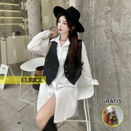 Eunice Faux Leather Vest Jacket Wanita - Black