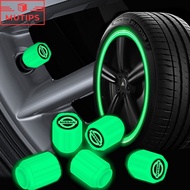 Nissan 4Pcs Car Luminous Tyre Valve Cap Stem Glow Lighting Tire Valves Caps Wheel Accessories For March Juke Skyline Terra Livina Note Xtrail Magnite Kicks Navara Serena Leaf