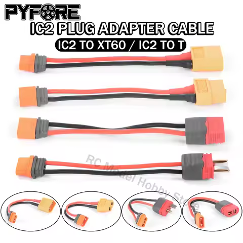 PYFORE IC2 To T / XT60 Plug Adapter Cable Battery ESC Connection Cable for 1/16 1/18 1/24 LOSI ARRMA
