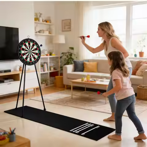 Non-Slip Darts Mat Shock Absorbing Protective Pad 300x34cm Dart Carpet Runner with 4 Throw Distances