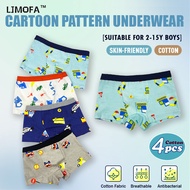LJMOFA 4PCS Kids Boys Briefs Cotton Boxer Cartoon Pattern Comfortable and Breathable Teenager Underp