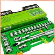 KUNCI SOK TEKIRO 24 PCS SOK SET 8 - 32 MM BOX PLASTIK - PLASTIK 6PT BISA COD  ( Lengkap Paket Bengkel 1 Alat Motor Kombinasi Original Perlengkapan Full Lengkap Socket Tool Kit Pas Ring L Motor Mobil Tool Set Kunci Sok Set Murah Satu Set  )