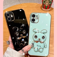 Case oppo a32 a53 a15 a35 a7x f9 a92s a95 a93s a83 a54 a15s reno4z f19pro f19 a74 f19s Foldable bracket, lovely rabbit electroplated cartoon mobile phone case