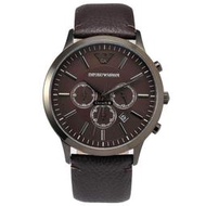Chris 精品代購 EMPORIO ARMANI 亞曼尼手錶 AR2462真皮錶帶 三眼計時腕錶 手錶  歐美代購