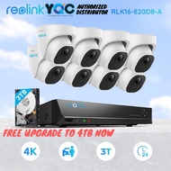 Reolink RLK16-820D8-A 4TB Smart PoE 4K NVR 16-Channel Security Camera 24/7 Recording People/Vehicle 