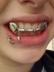 1PC & 2 chiếc Răng Hallowmas Trang'sức Răng ma cà rồng Răng vàng cho răng của bạn Hip Hop Nửa nanh S