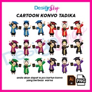 DESIGN ONLY  DOODLE CARTOON KONVO TADIKA , Design Mudah & Murah  [Adobe Illustrator]