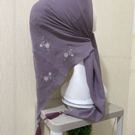 Hijab Segi Empat Bordir Payet Mewah/kerudung Jilbab Segiempat Bordir Payet Bunga Dahlia