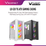Invasion LD-520 TG ATX Gaming Casing | Case Only No Fan | Tempered Glass | Mid Tower | RGB Ready | A