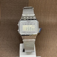 Casio A700WM-7A Super Slim Case Stainless Steel Mesh Band Digital Vintage Watch