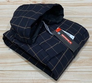 kemeja pria flanel hoodie berkupluk motif premium kotak-kotak