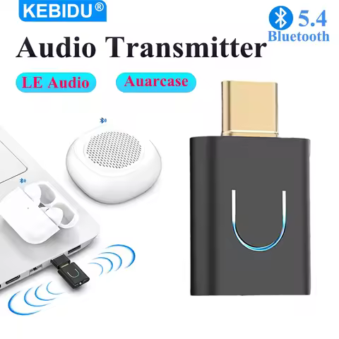 KEBIDU Bluetooth Wireless Audio Transmitter APTX-Adaptive USB Stereo Music Adapter Support AURACAST 