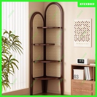 Corner Booksh Floor Multi-Layer Bookcase Shelf Retro Rattan Corner Cabinet Living Room Back Wall Boo
