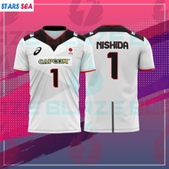 White Japan Capcom Men Volleyball Team Full Sublimation Volleyball Jersey