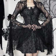 Women's Gothic Style Flared Sleeve Lace Cardigan - Dark Blouse