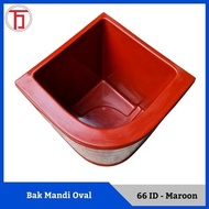 Bak Air Mandi Fiber | Fibre Sudut Oval 66 ID Merah Maroon