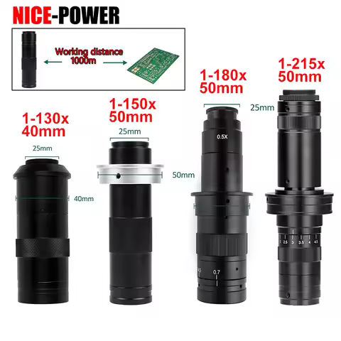 130X 150X 180X 215X zoom C Mount Lens Magnification Adjustable 0.7X~4.5X Optical Zoom Lens For HDMI 