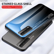 Huawei Y7 A Y7a 2021 Case Glossy Gradient Tempered Glass Soft Frame Hard phone case