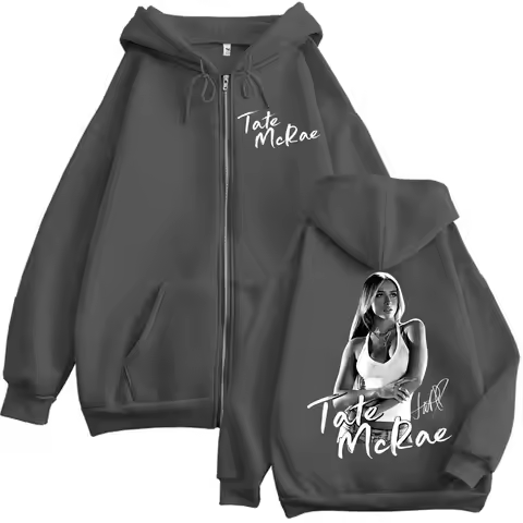 Men's Tate McRae Miss Possessive Tour Hoodie with Zipper and Collar Daily Sweatshirt for Outdoor Tra