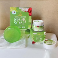 MASK SOAP+SLEEPING MASK มาส์กชาเขียวทองคำปรางทิพย์ และสบู่มาร์คหน้าปรางทิพย์