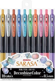 Zebra Gel Ballpoint Pen Sarasa Clip 0.5mm Deco Shine Color 10 Color Set JJ15-10C-SH 【Direct from Jap