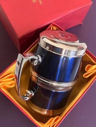 Valentino Coupeau 范倫鐵諾古柏高級過濾網茶杯深藍磁化保溫杯-酒桶型啤酒杯