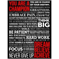 HoneyKICK A Champion's Mantra Motivational Poster - 12 x 16 Inch Cardstock Print - Inspirational Wal