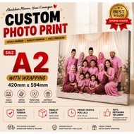 Frame Gambar Siap Printing Saiz A2 Custom Gambar Sendiri Gambar Raya, Perkahwinan, Pertunangan Foto 