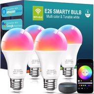 luckystyle Mentol Lampu Pintar, 9W A19 E26 800LM WiFi Bluetooth LED Mentol Serasi dengan Alexa, Goog