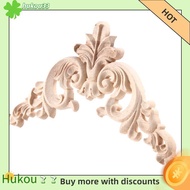 hukou15*15cm Rubber Wood Carved Corner Onlay Applique Exquisite Unpainted