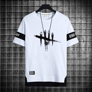 Crew neck short-sleeved T-shirt with Dead by Daylight print, men's hip-hop style casual and versatil