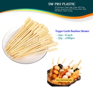 200pcs Teppo Gushi Bamboo Stick Skewer Oden Burger Satay BBQ Fruit Stick Lidi Sate Bambu Makanan Ton