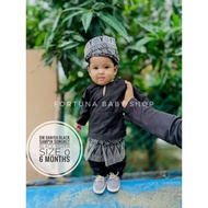 FREE SAMPIN+FREE STOKIN(NB-8m@7.5kg) BAJU MELAYU BABY DANISH + SAMPIN BLACK SILVER